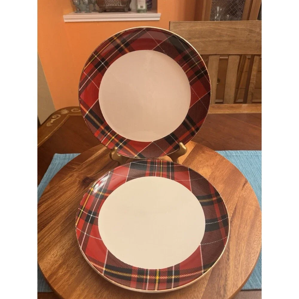 Robert Stanley Home Collection Plaid Dinner Plates Set of 2